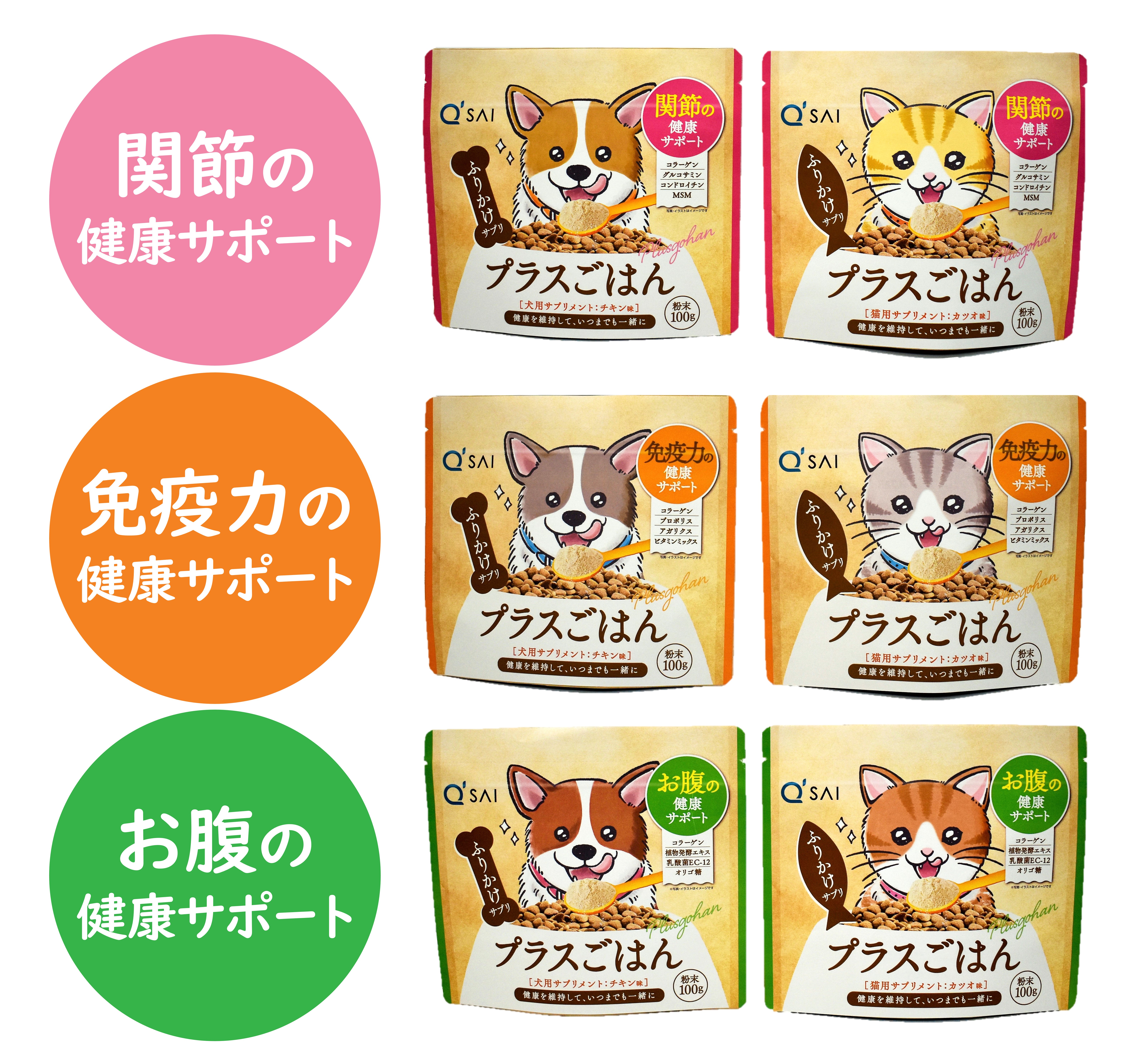 キューサイ初のペットサプリメント誕生 プラスごはん 5月10日新発売 愛犬 愛猫の 関節 免疫力 お腹 の健康維持に ニュース キューサイ 企業サイト