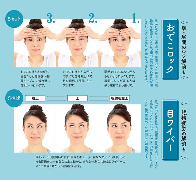 「おでこロック」と「目ワイパー」の顔ヨガ3ステップ