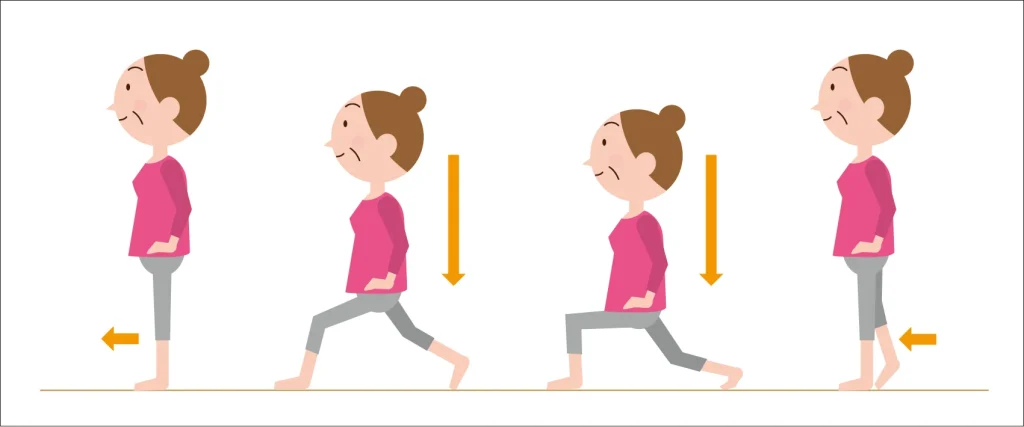 フロントランジをする女性のイラスト