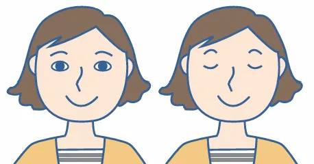 目を開けて閉じている女性のイラスト